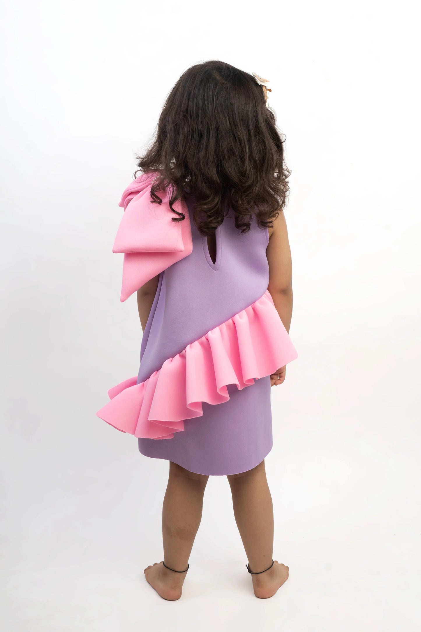 Purple Pink Side Frill Dress