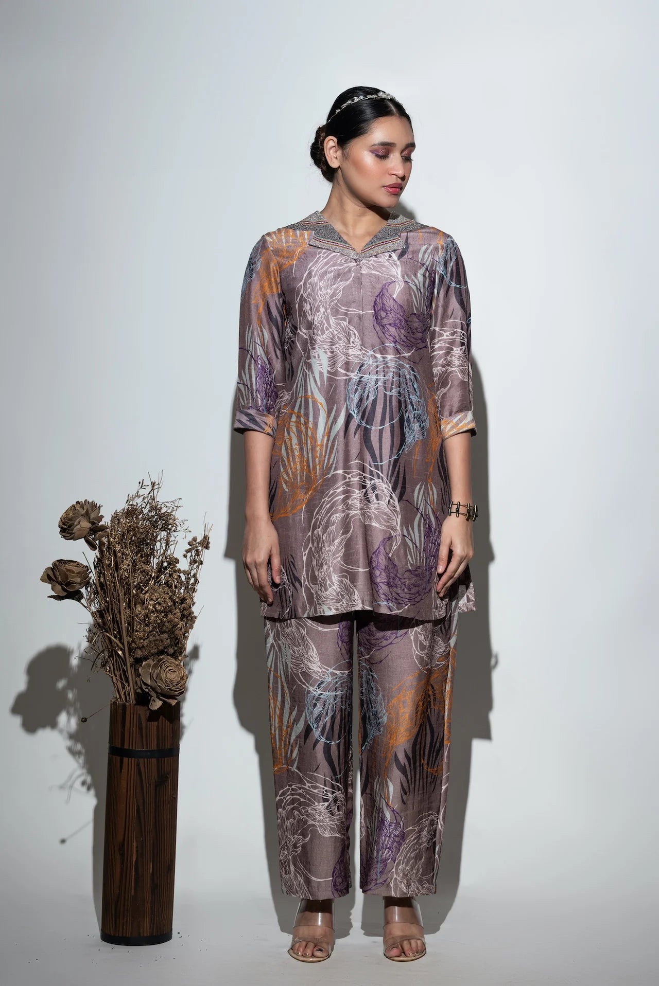 Printed Lapel Collar Co-ord Set