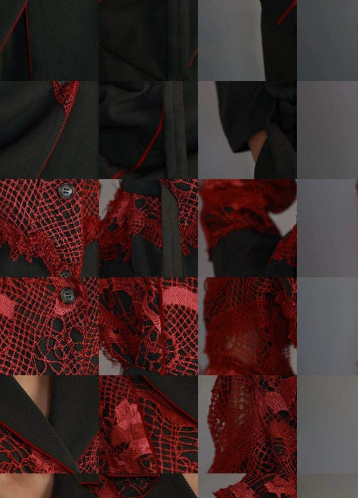 Red Map Embroidery Coat Set