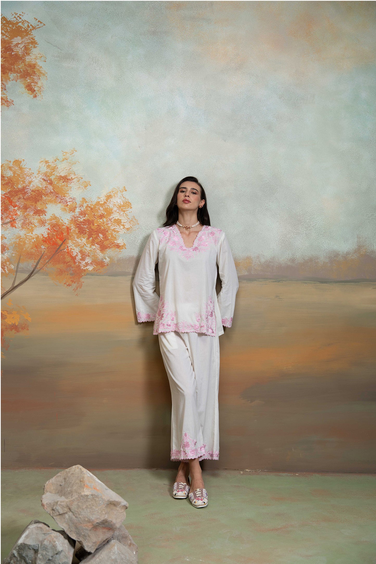 Pearl Pink Embroidered Co-ord Set