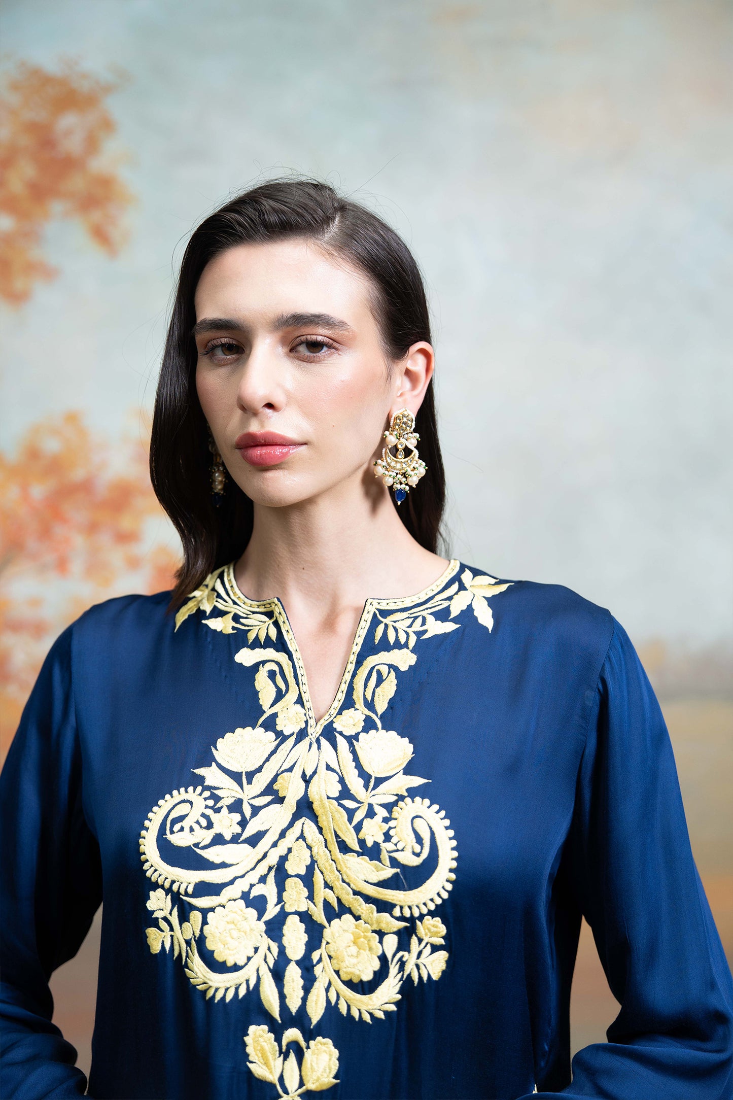 Midnight Blue Embroidered Co-ord Set