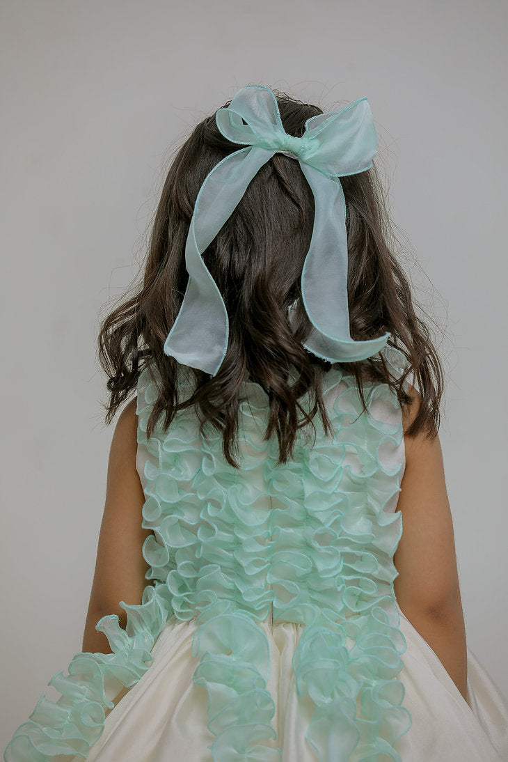 White Blue Ruched Dress