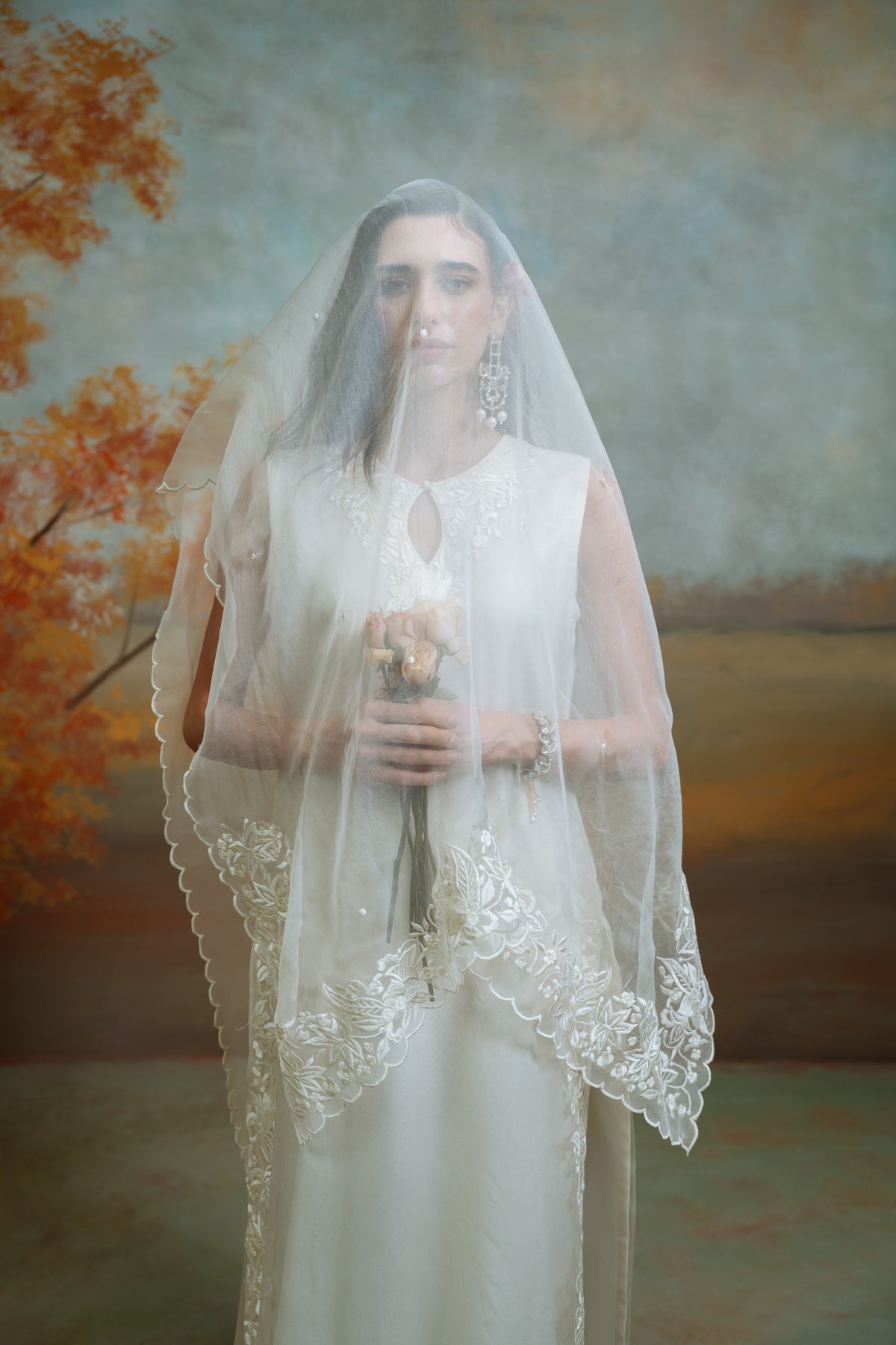 White Organza Kurta With Wide-Legged Pants and Dupatta
