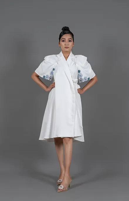 Bat sleeve wrap around dress