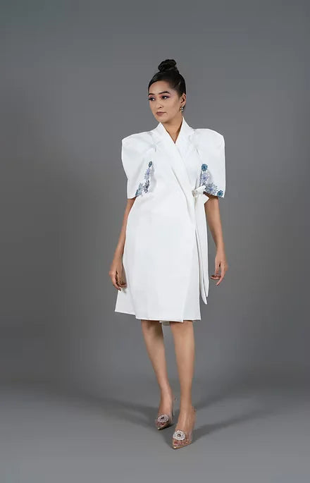 Bat sleeve wrap around dress