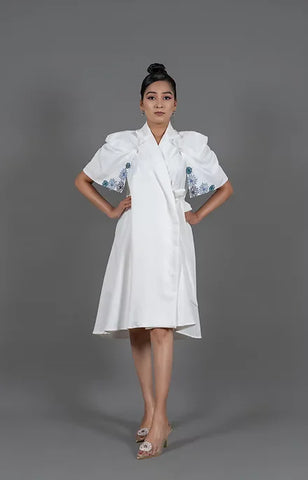Bat sleeve wrap around dress