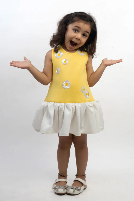 Yellow White Seq Dress