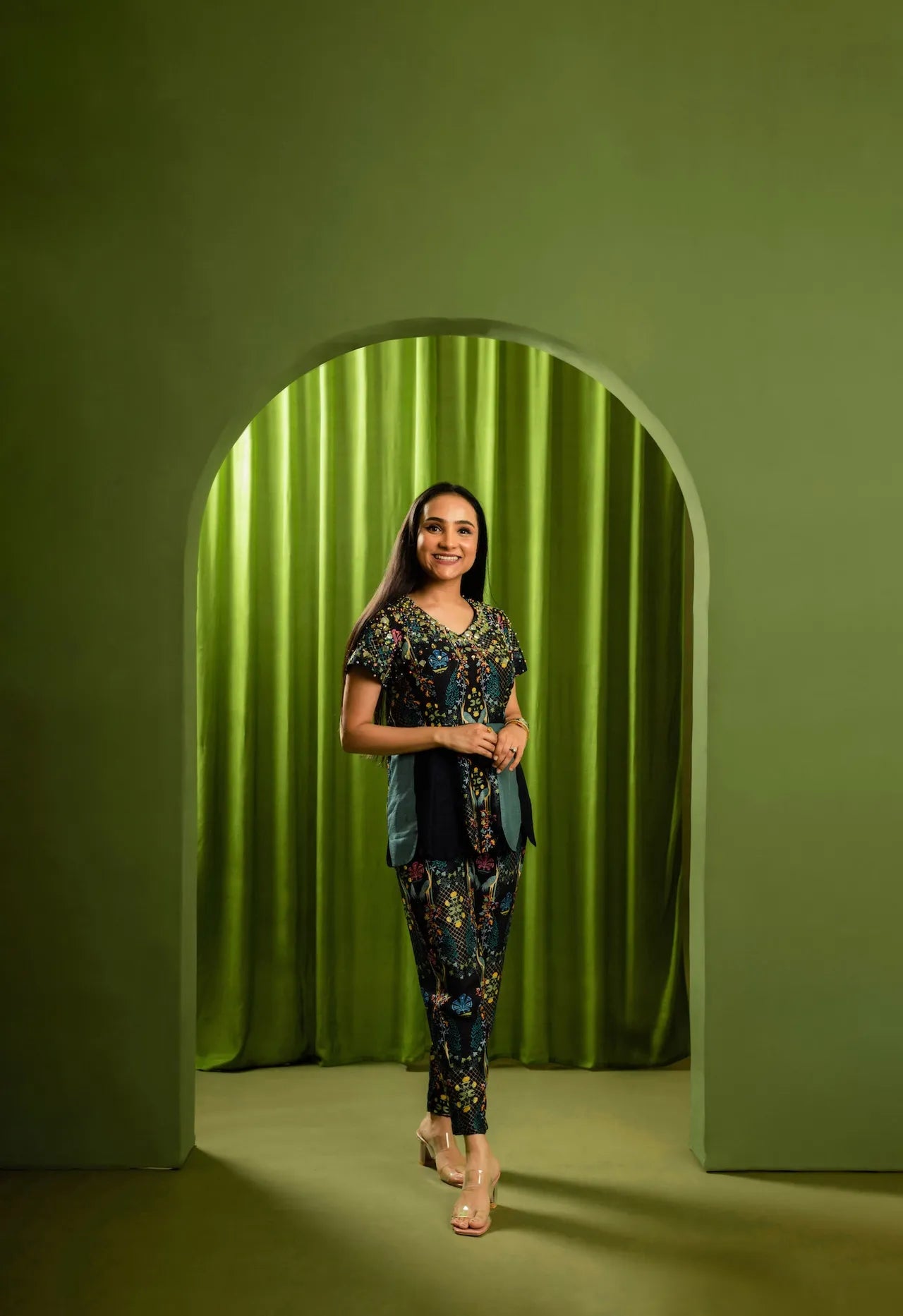 Printed Embroidered Top