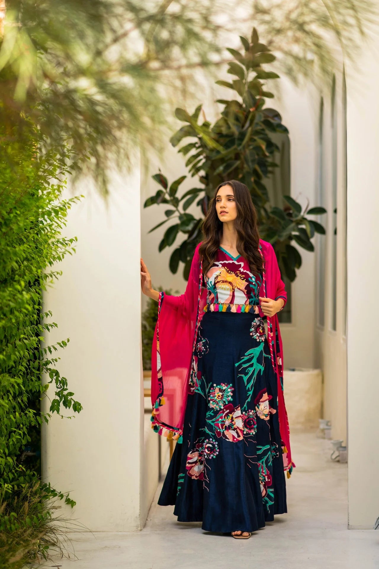 Printed Embroidered Lehenga Set