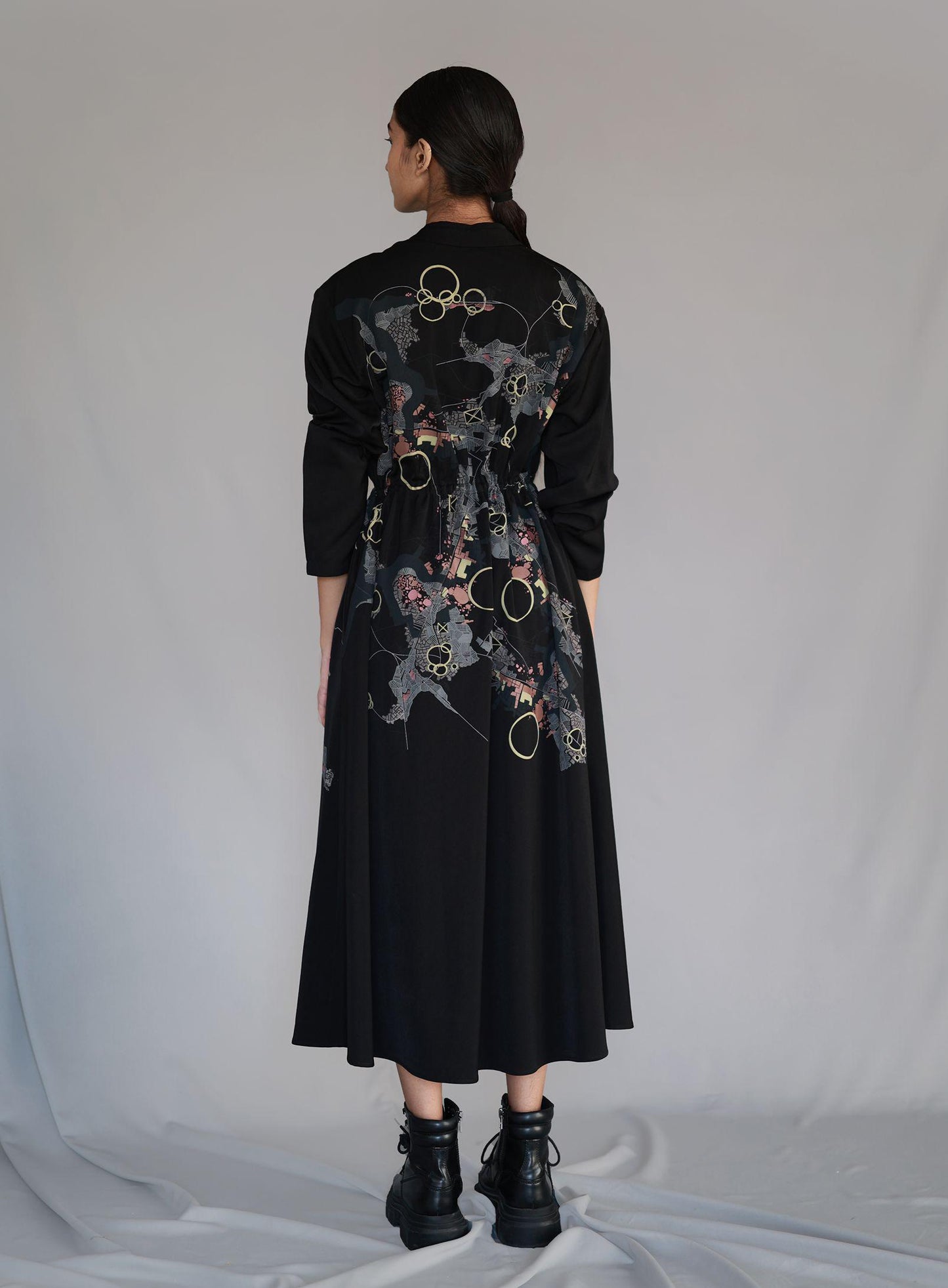 Black Map Long Dress