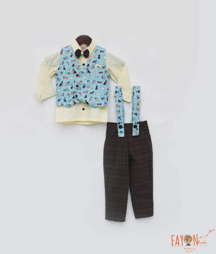 Animal Print Waistcoat Set for Boys