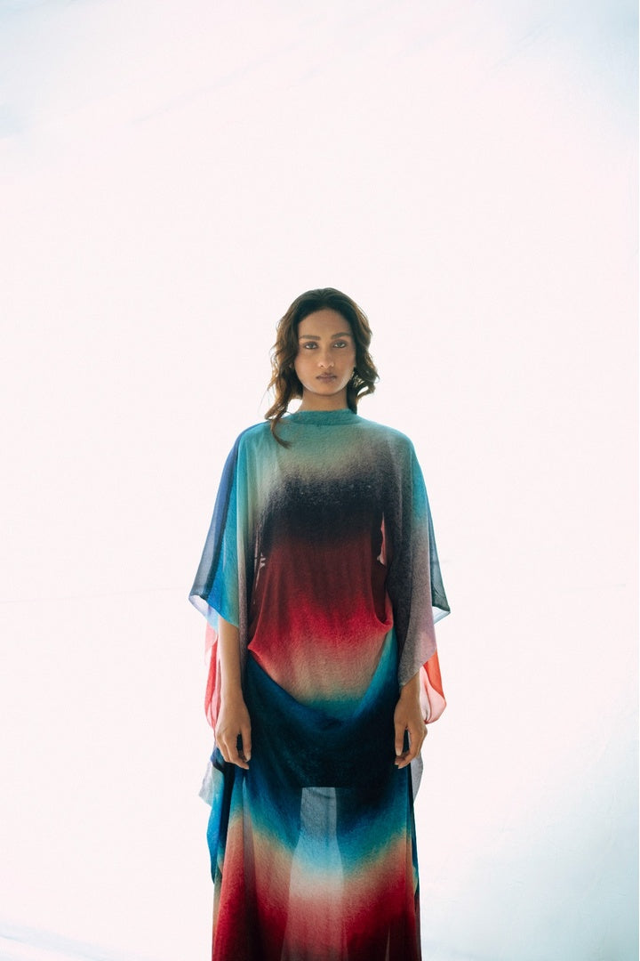 Chiffon Shirt with Embroidered Pants Dark Shade