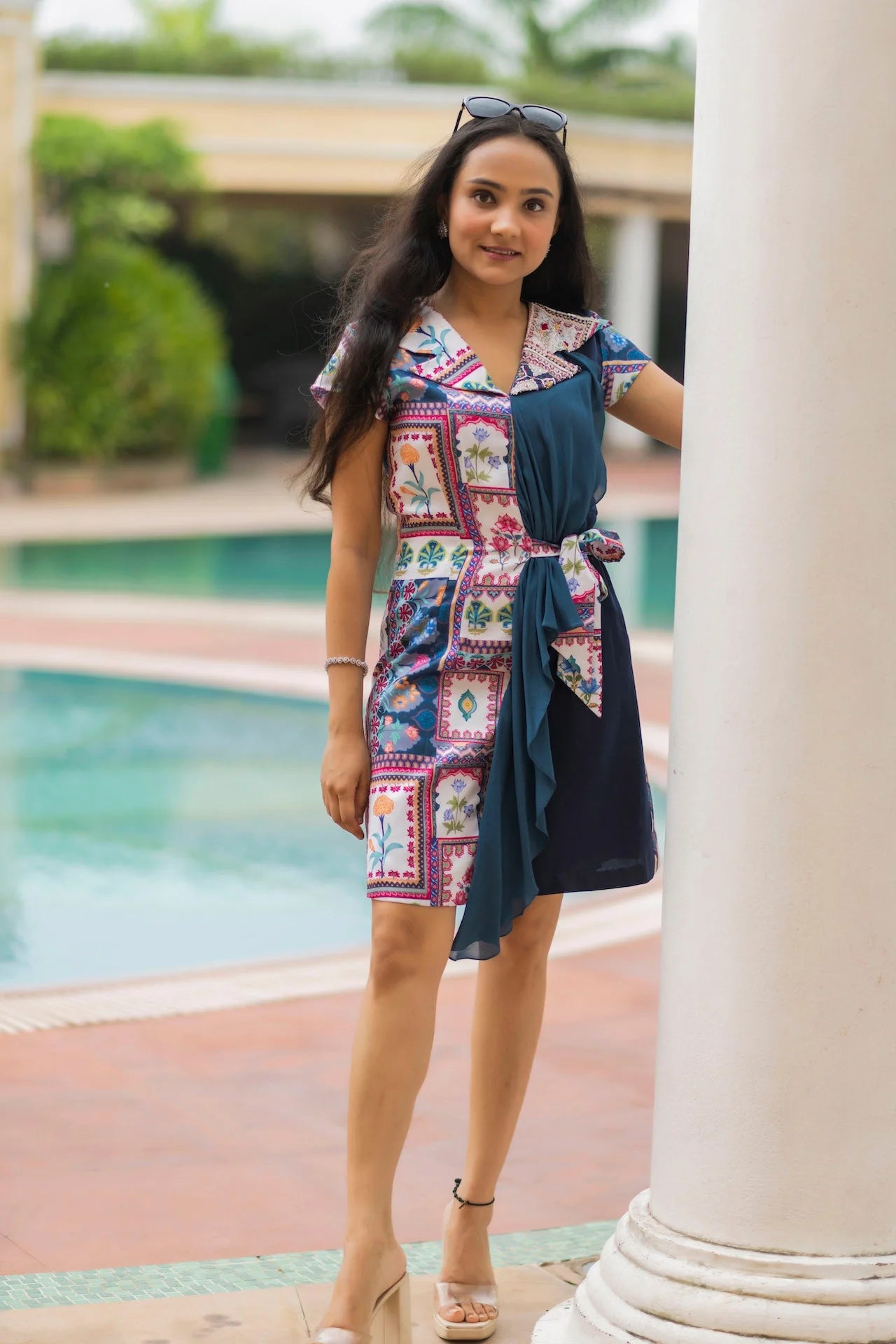 Printed Short Patchwork Dress