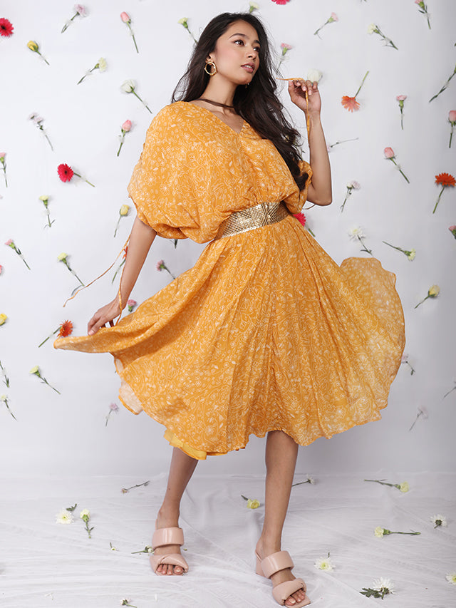 Summer dress with attached belt