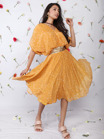 Summer dress with attached belt