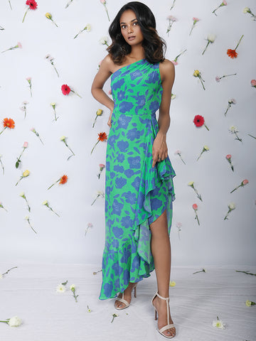 High - low one shoulder dress
