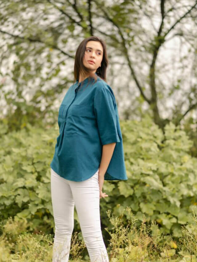 Sassystripes teal cotton top