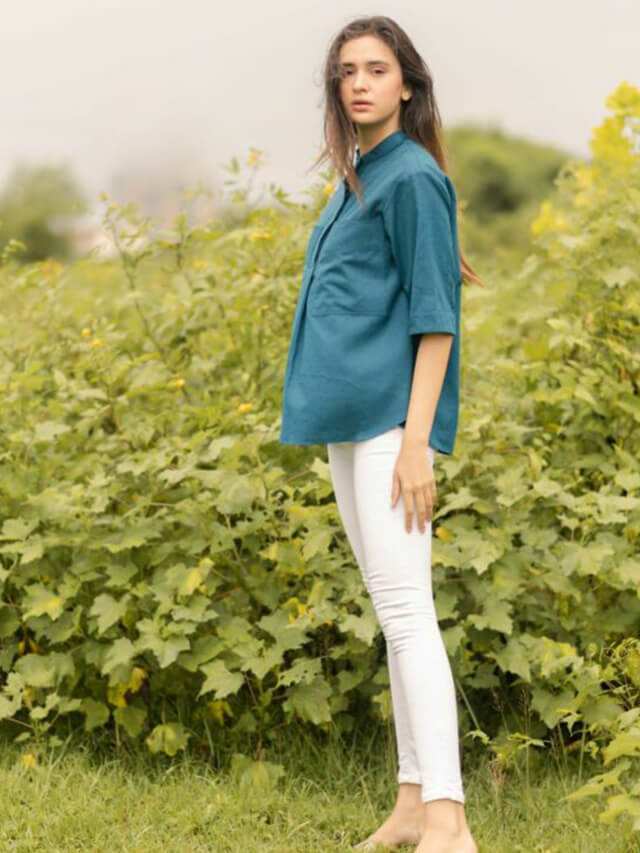 Sassystripes teal cotton top