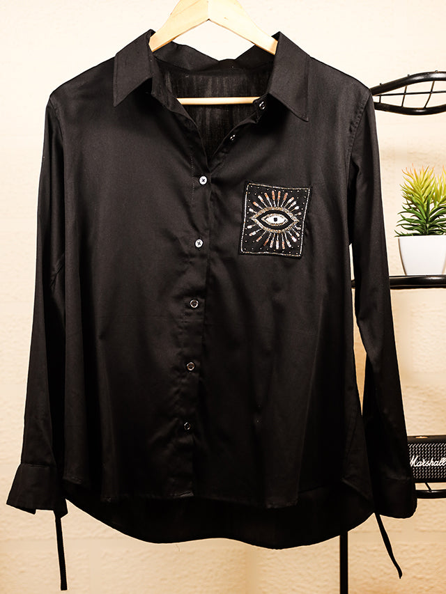 Shirt With Gold Embroidered