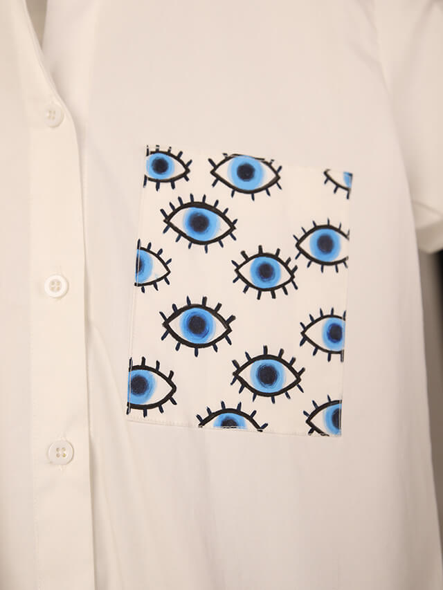 Shirt With Painted Evil Eye Pocket