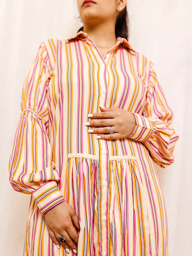 Stripes shirt dress