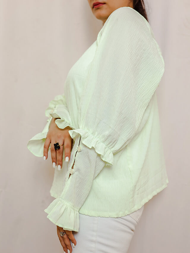 Lime green wrinkled blouse