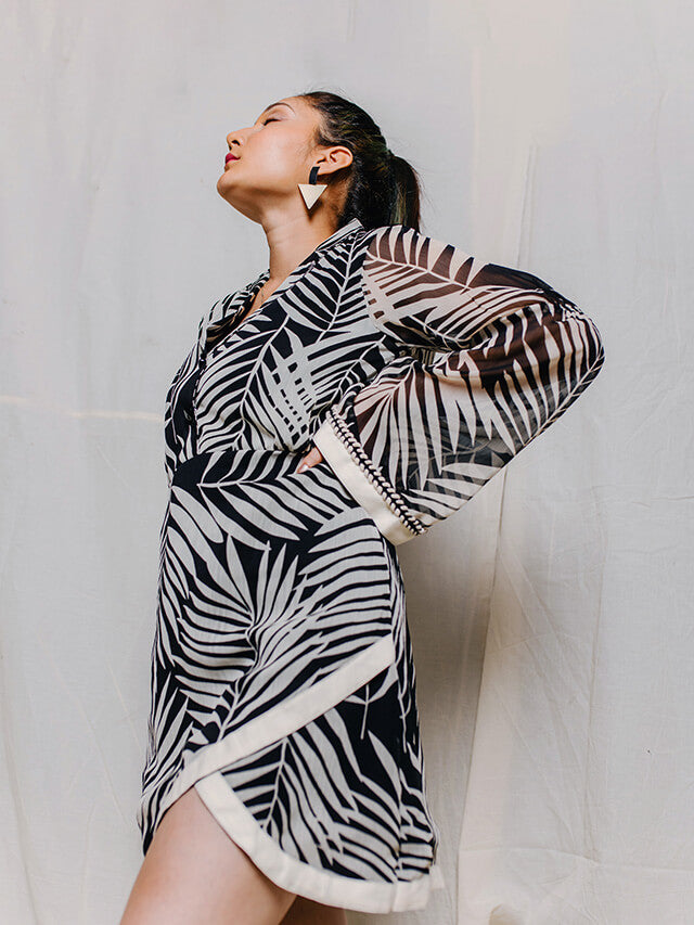 Leafy Lapel Dress