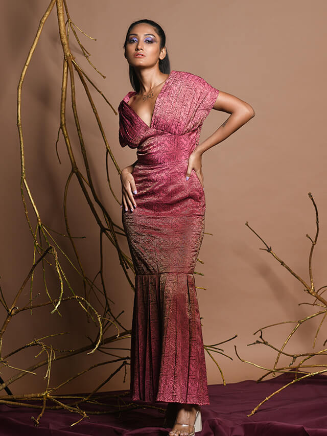 Tissue Silk  Pleated Dress