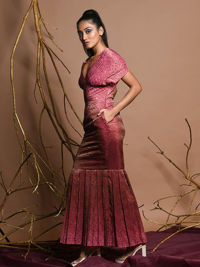 Tissue Silk  Pleated Dress