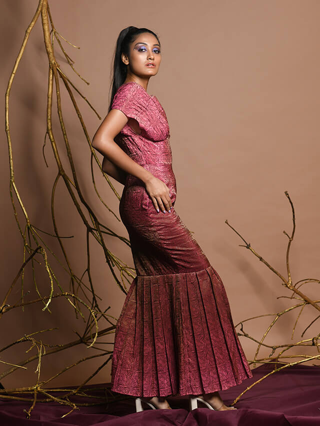 Tissue Silk  Pleated Dress