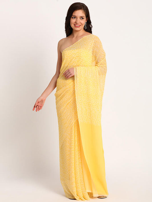 Yellow Doodle|Printed Saree| Georgette