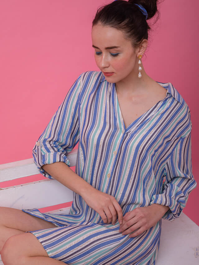 Multi blue stripe sleep shirt