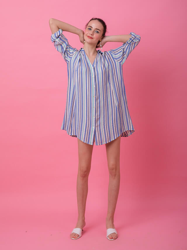 Multi blue stripe sleep shirt