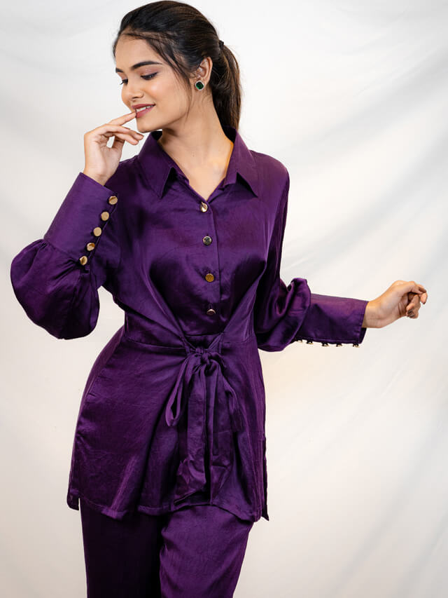Knotted Shirt And Pants Co-ord Set