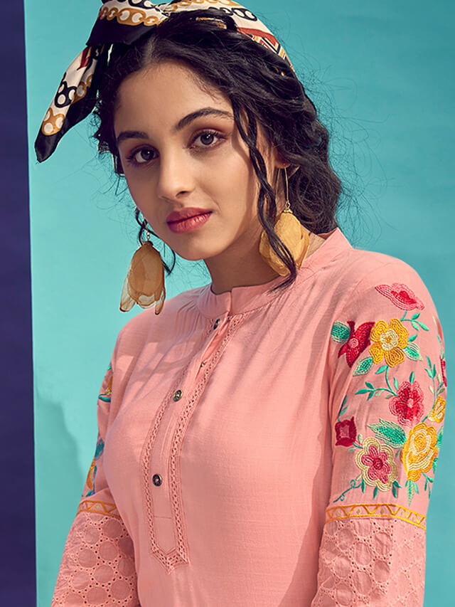 Blush pink rayon slub dress