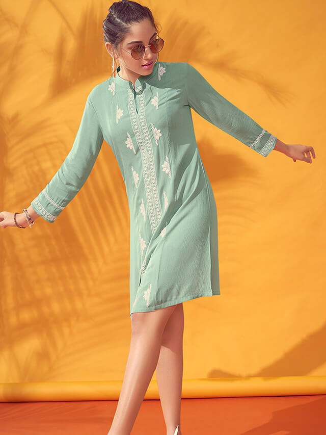 Soothing aqua blue coloured dress