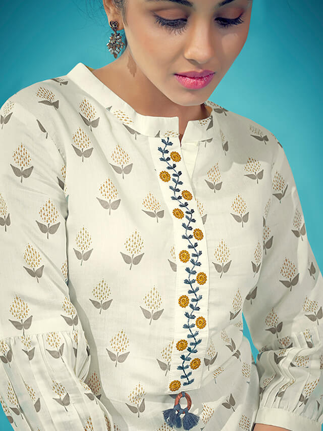 Pearl white chanderi silk top