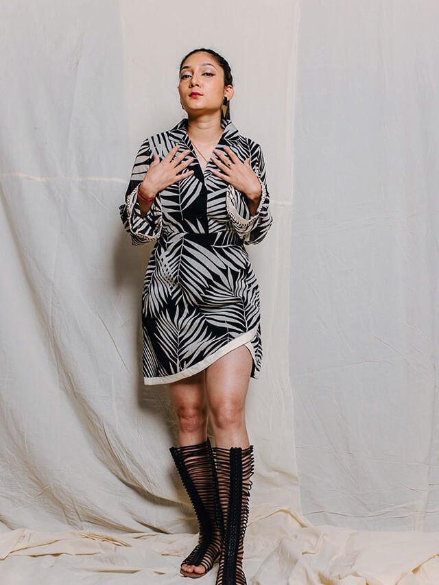 Leafy Lapel Dress