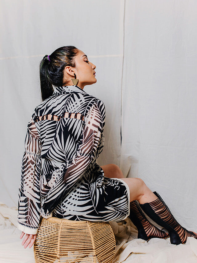 Leafy Lapel Dress