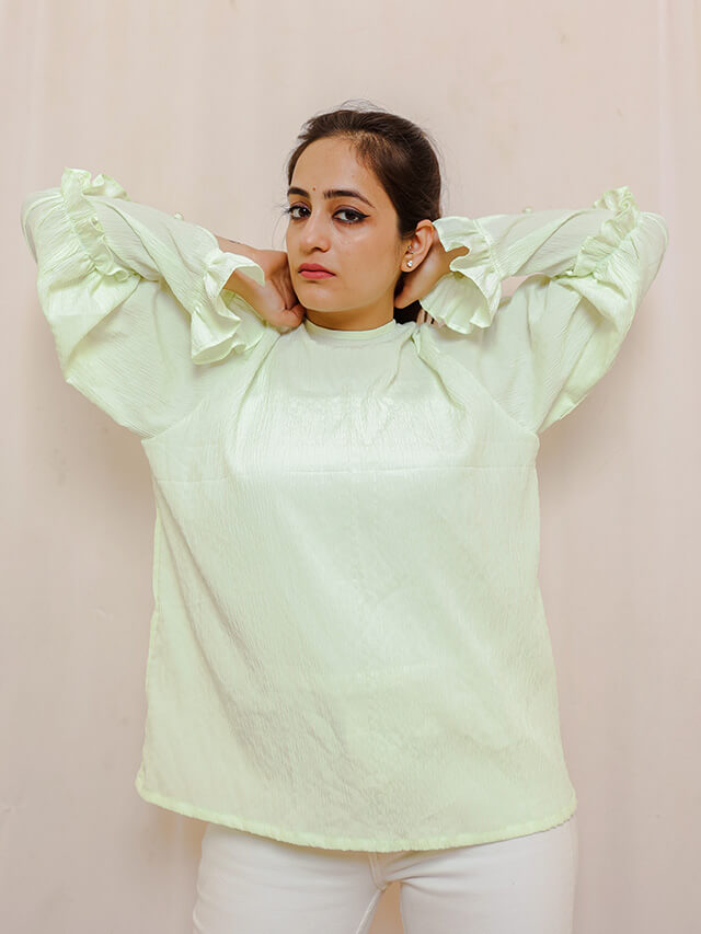 Lime green wrinkled blouse