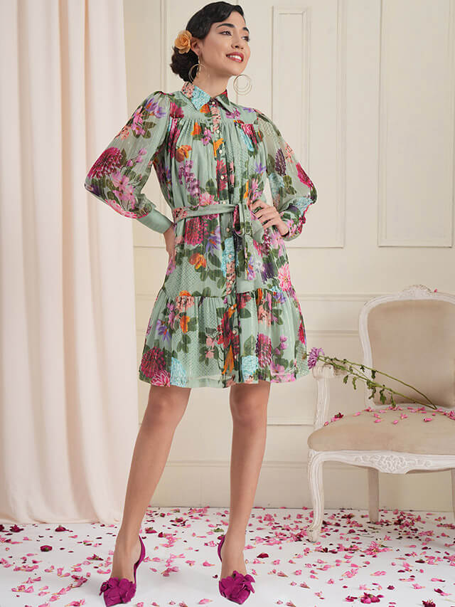 Aisha floral shirt dress