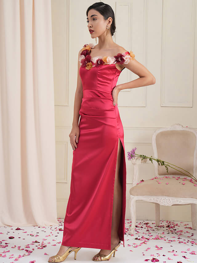 Marylin crimson embellished gown