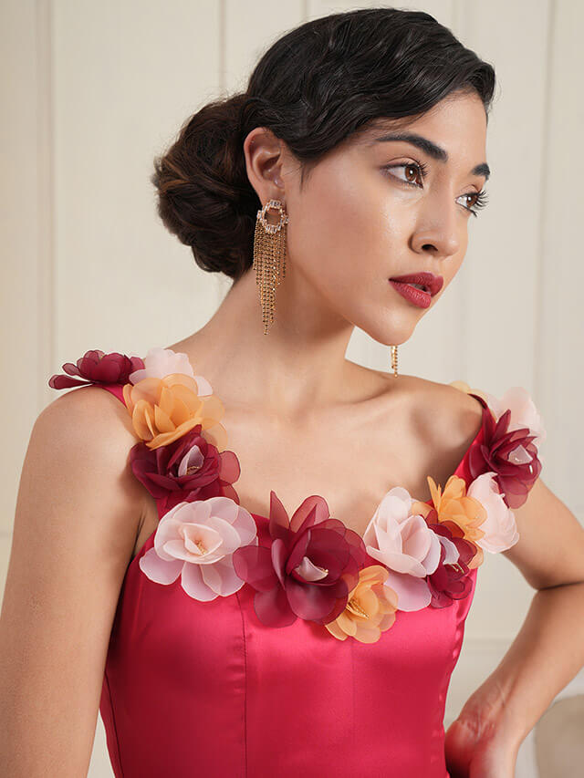 Marylin crimson embellished gown