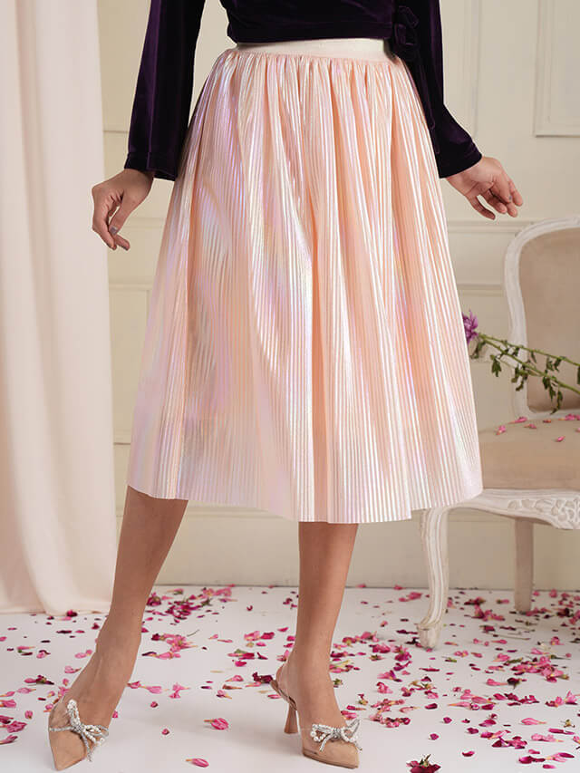 Tina holographic crinkle skirt