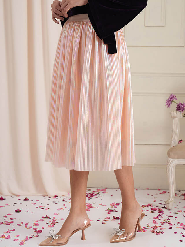 Tina holographic crinkle skirt