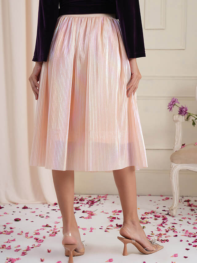 Tina holographic crinkle skirt
