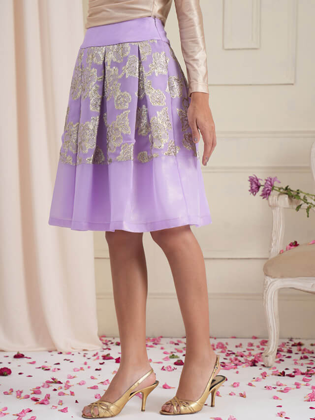 Darla jacquard organza pleated skirt
