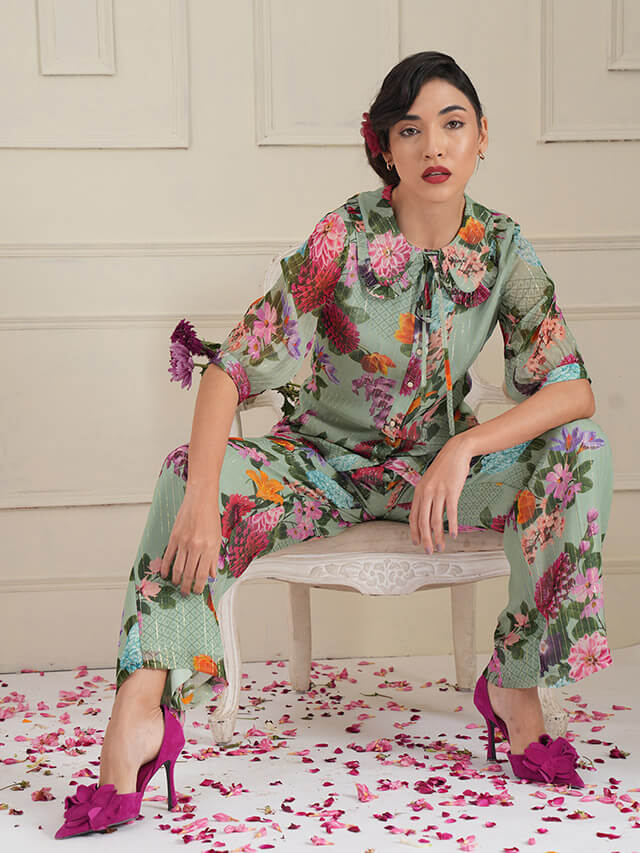 Floral lurex co-ord set
