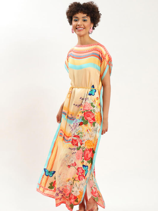 Mara wild flora kaftan dress