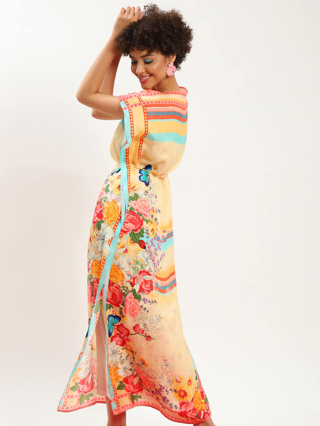 Mara wild flora kaftan dress